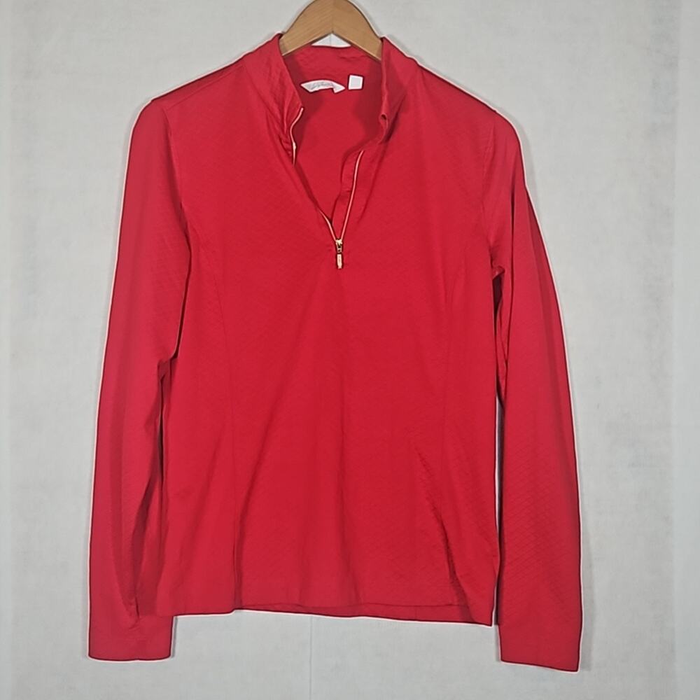Lady Hagen Women’s Red Textured 1/4 Zip Performance Golf Pullover Small